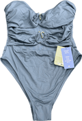 H&M Dusty Blue Cut Out Swimsuit UK 16 - Reliked