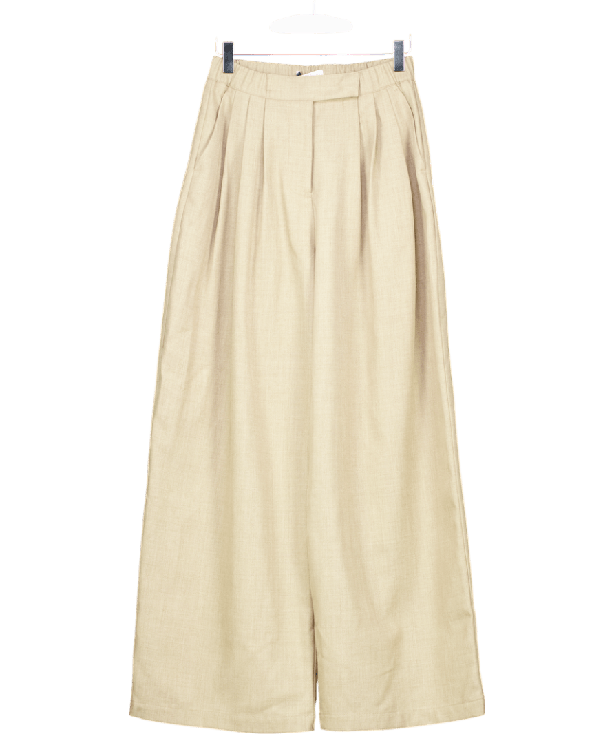 H&M Edition Beige Pleated Linen Trousers UK XS - Reliked