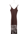 H&M Edition Brown Crochet Fringe Dress UK L - Reliked