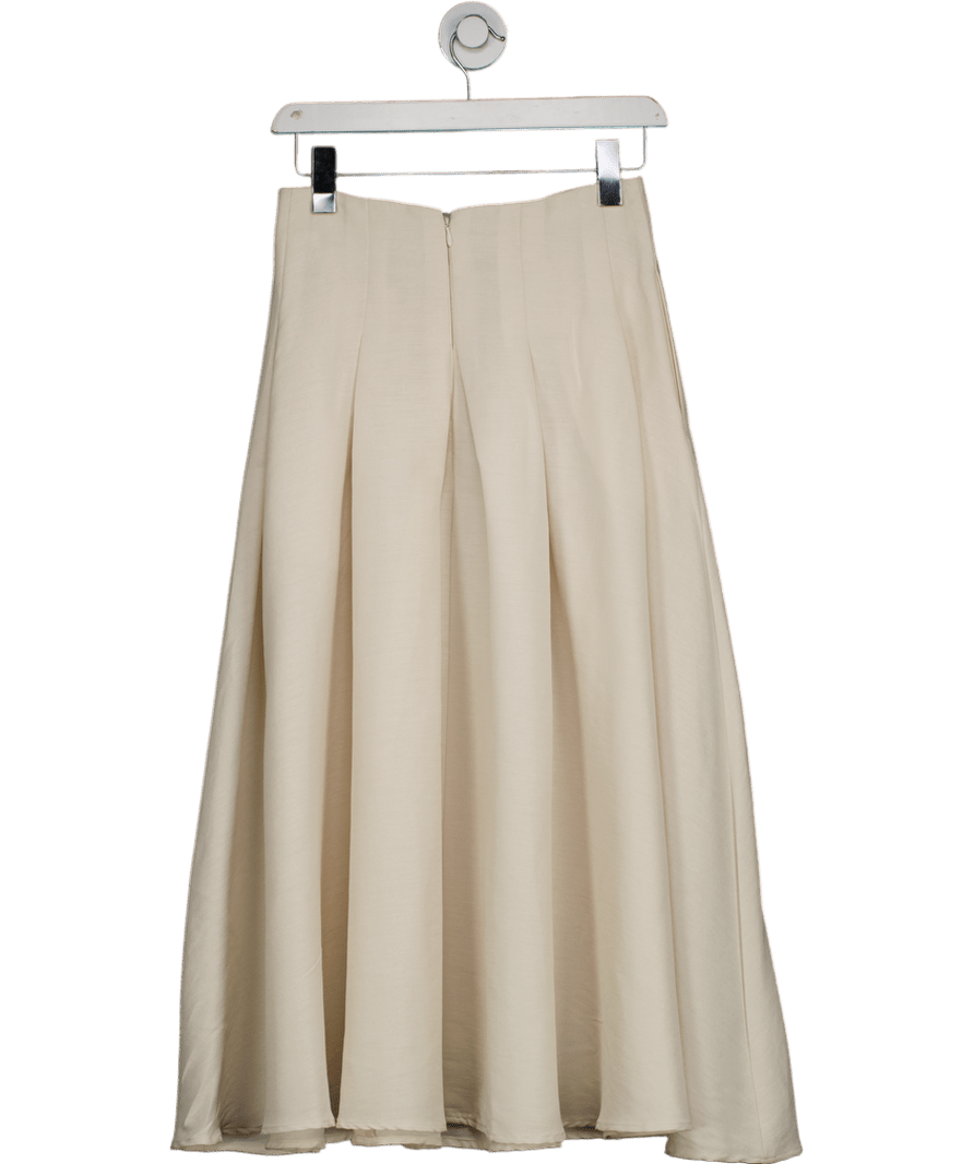 H&M Edition Cream Long Pleated Midi Skirt UK 6 - Reliked