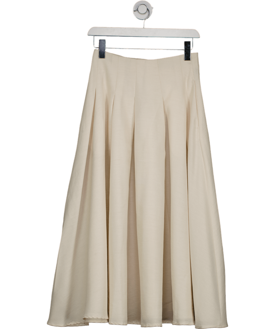 H&M Edition Cream Long Pleated Midi Skirt UK 6 - Reliked