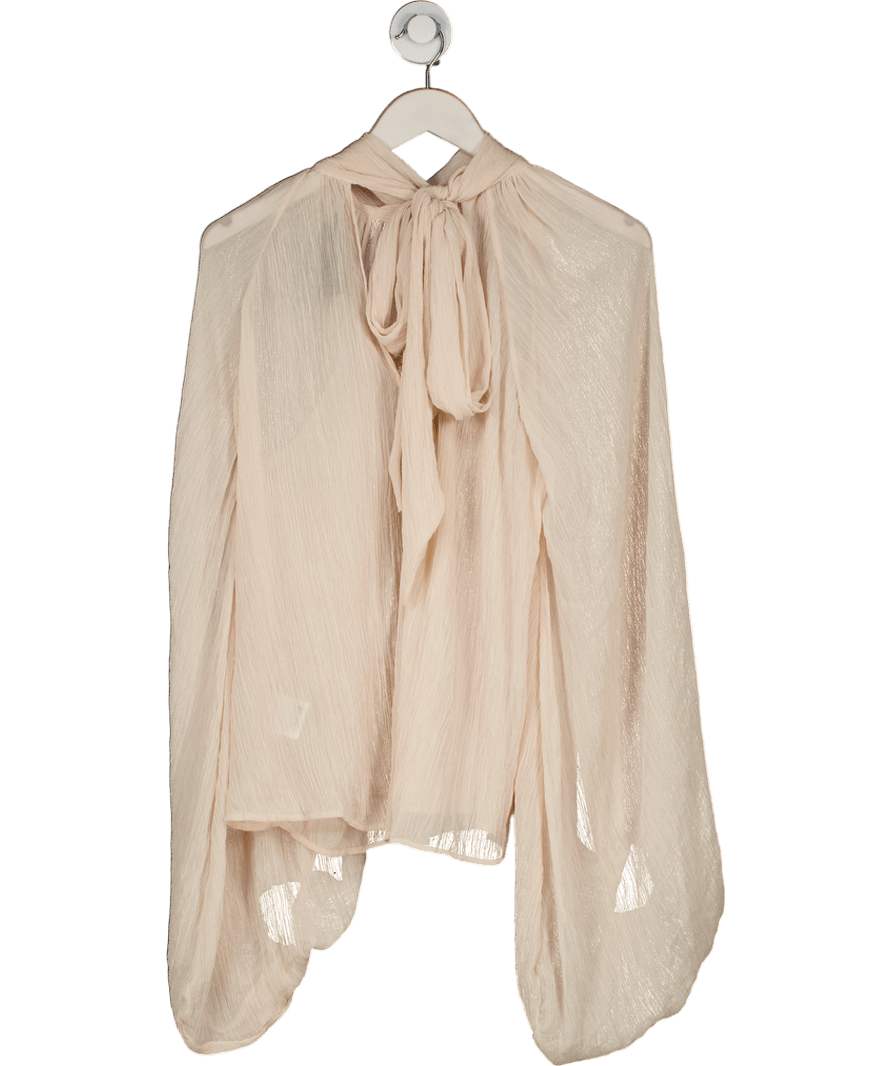 H&M Edition Powder Pink Tie - neck Blouse UK S - Reliked