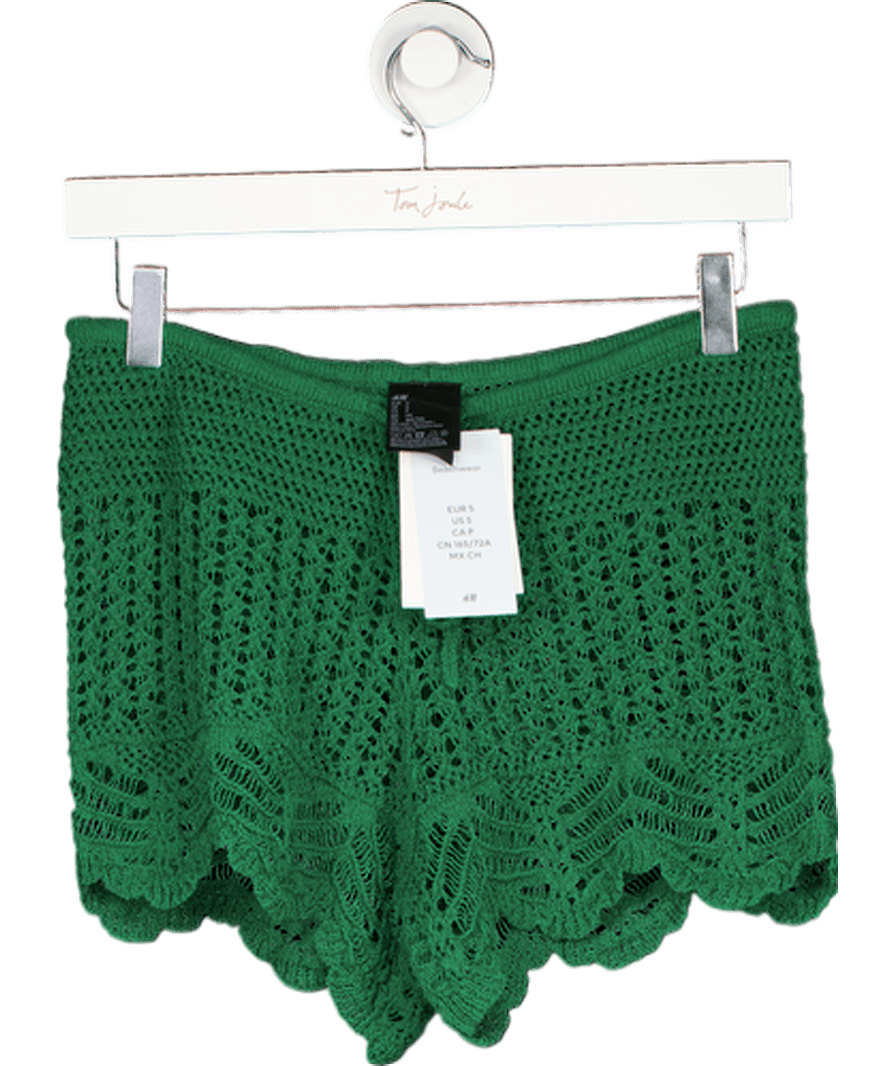 H&M Green Crochet - look Beach Shorts UK S - Reliked