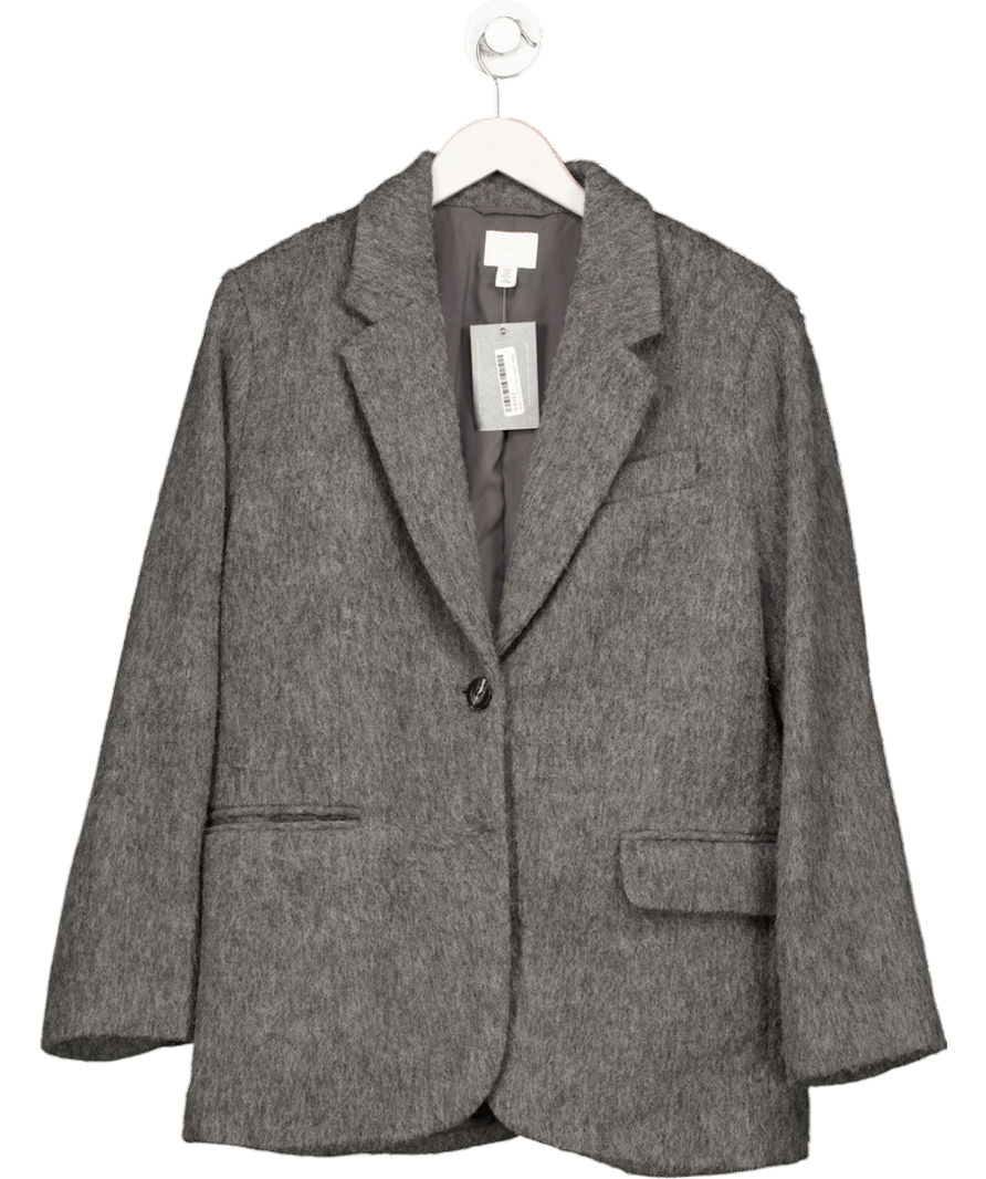 H&M Grey Oversized Brushed Wool - blend Blazer UK S - Reliked