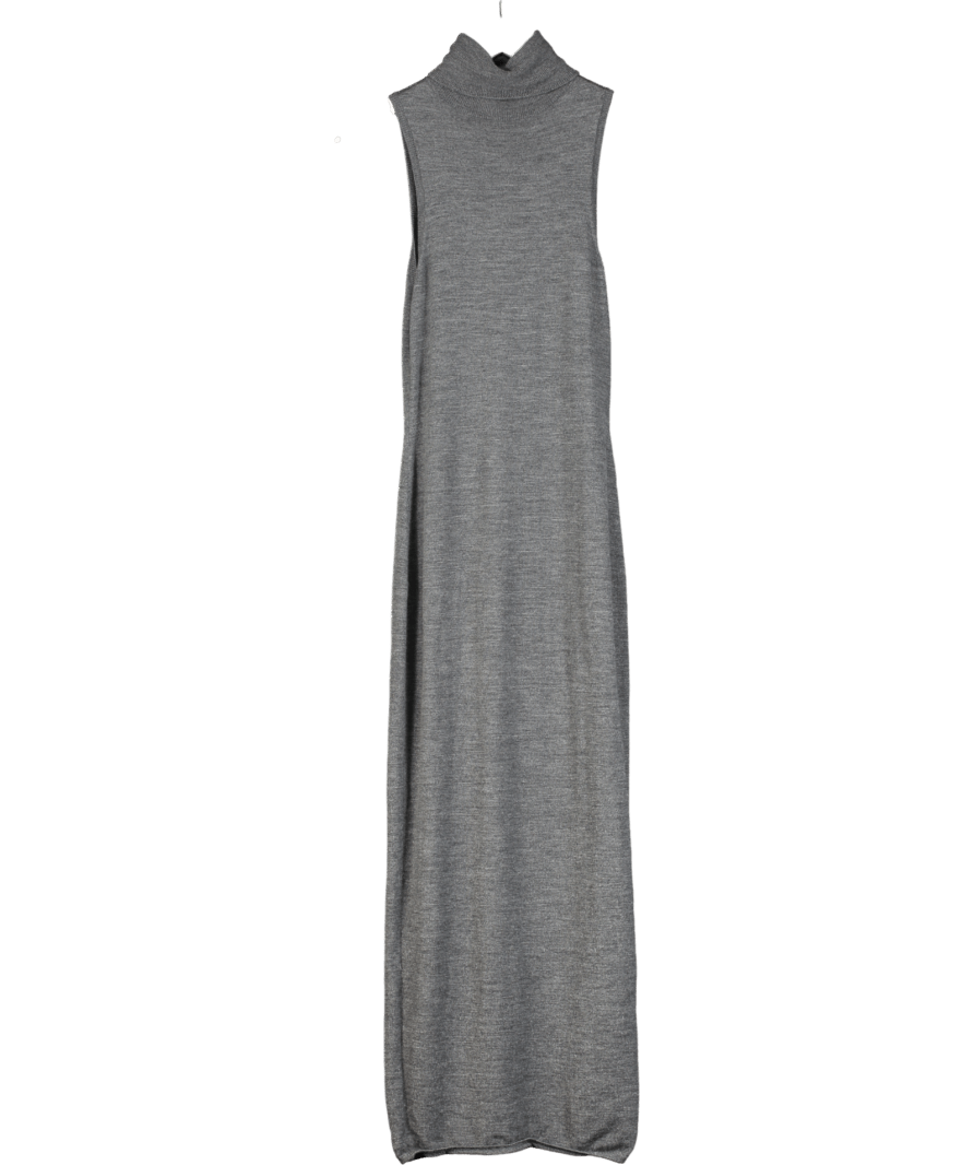 H&M Grey Sleeveless Turtleneck Wool Maxi Dress UK XS - Reliked