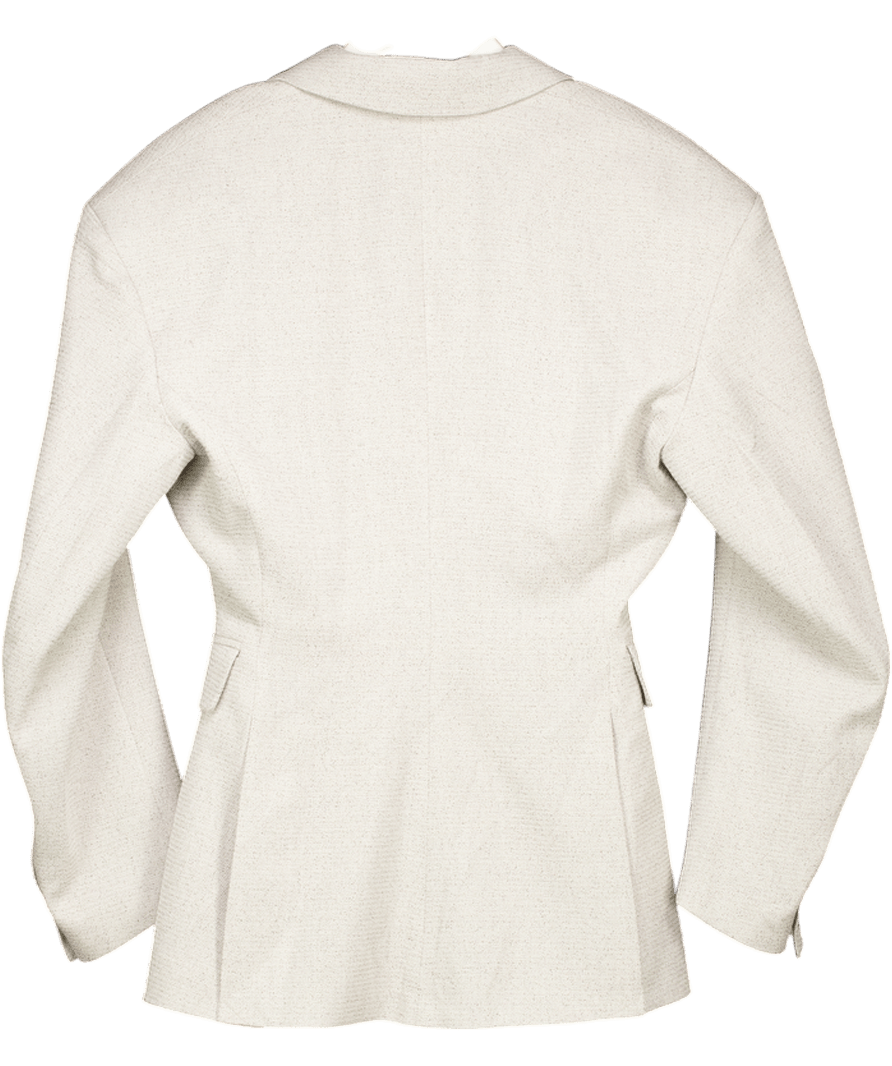 H&M Grey Wool - blend Wide Shoulder Blazer UK 8 - Reliked