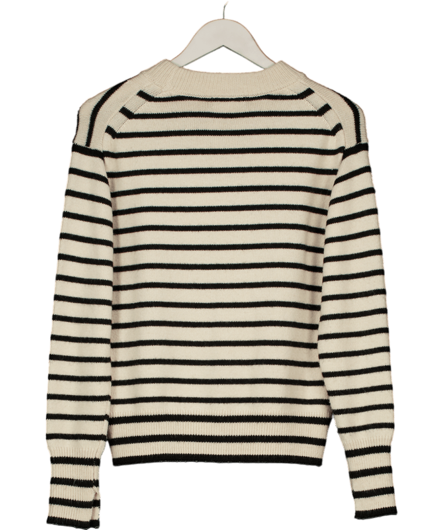 H&M Ivory / Black Supersoft Wool Blend Stripe Jumper UK S - Reliked