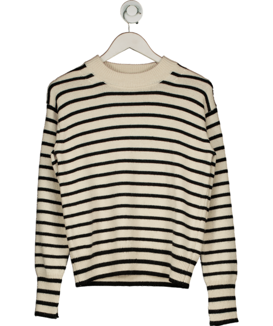 H&M Ivory / Black Supersoft Wool Blend Stripe Jumper UK S - Reliked