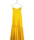 H&M Lyocell Orange Yellow Flounced Trim Maxi Dress UK M - Reliked