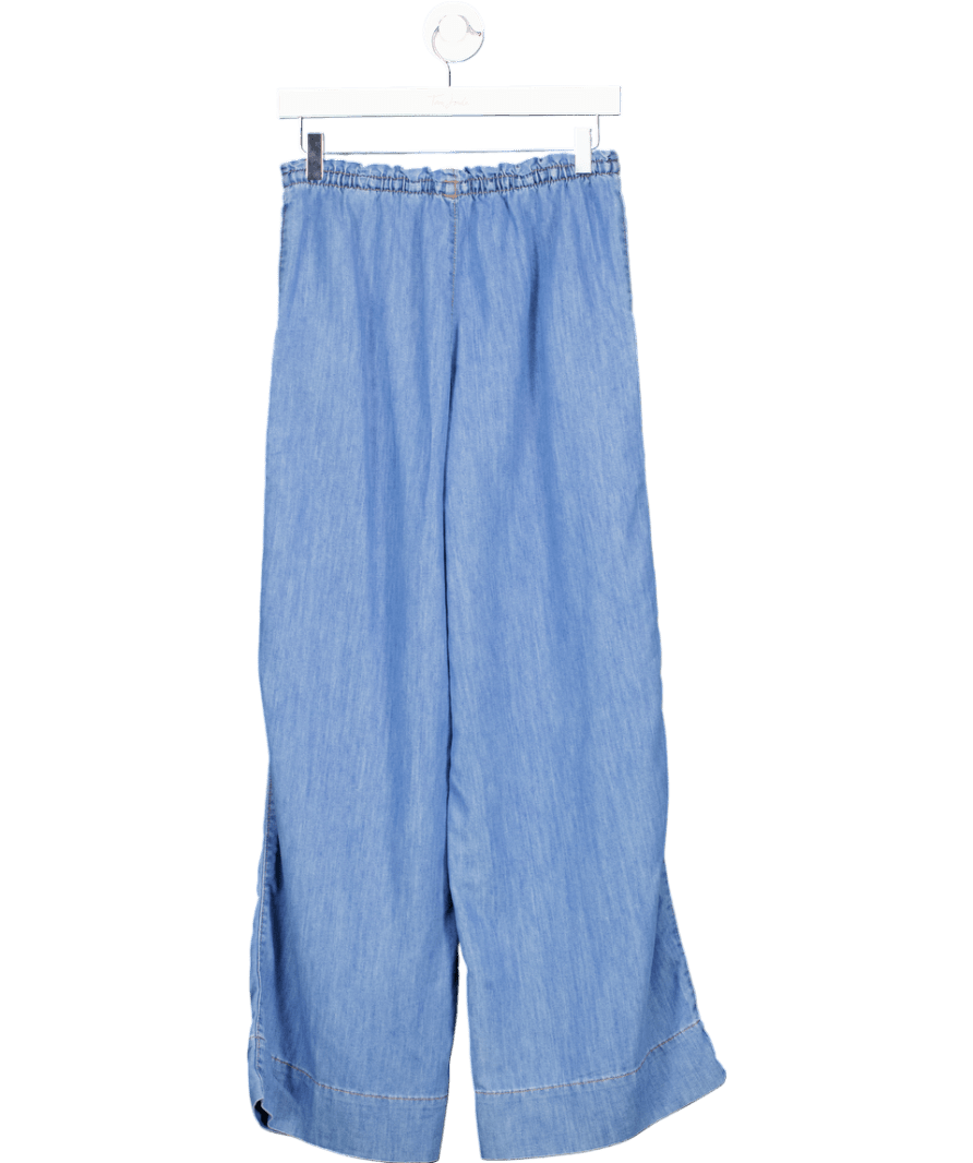 H&M Mid Blue Denim Pull On Wide Leg Trousers UK XS - Reliked