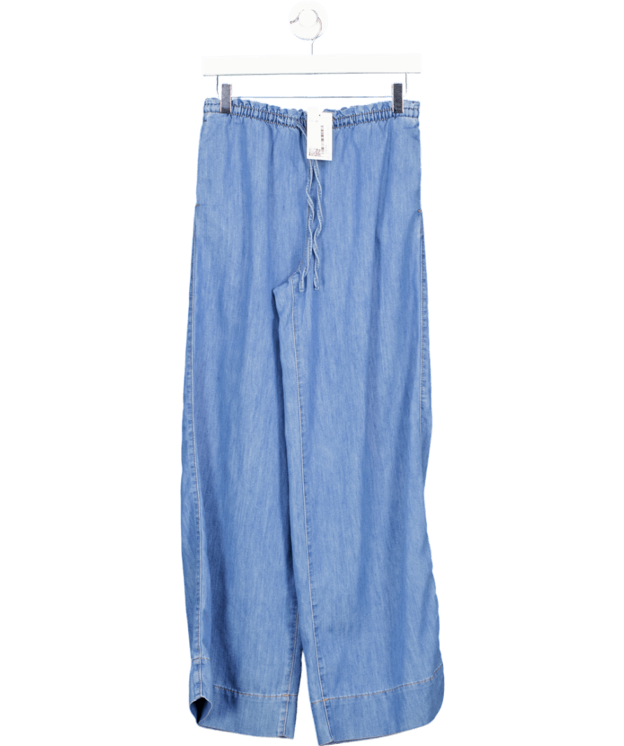 H&M Mid Blue Denim Pull On Wide Leg Trousers UK XS - Reliked