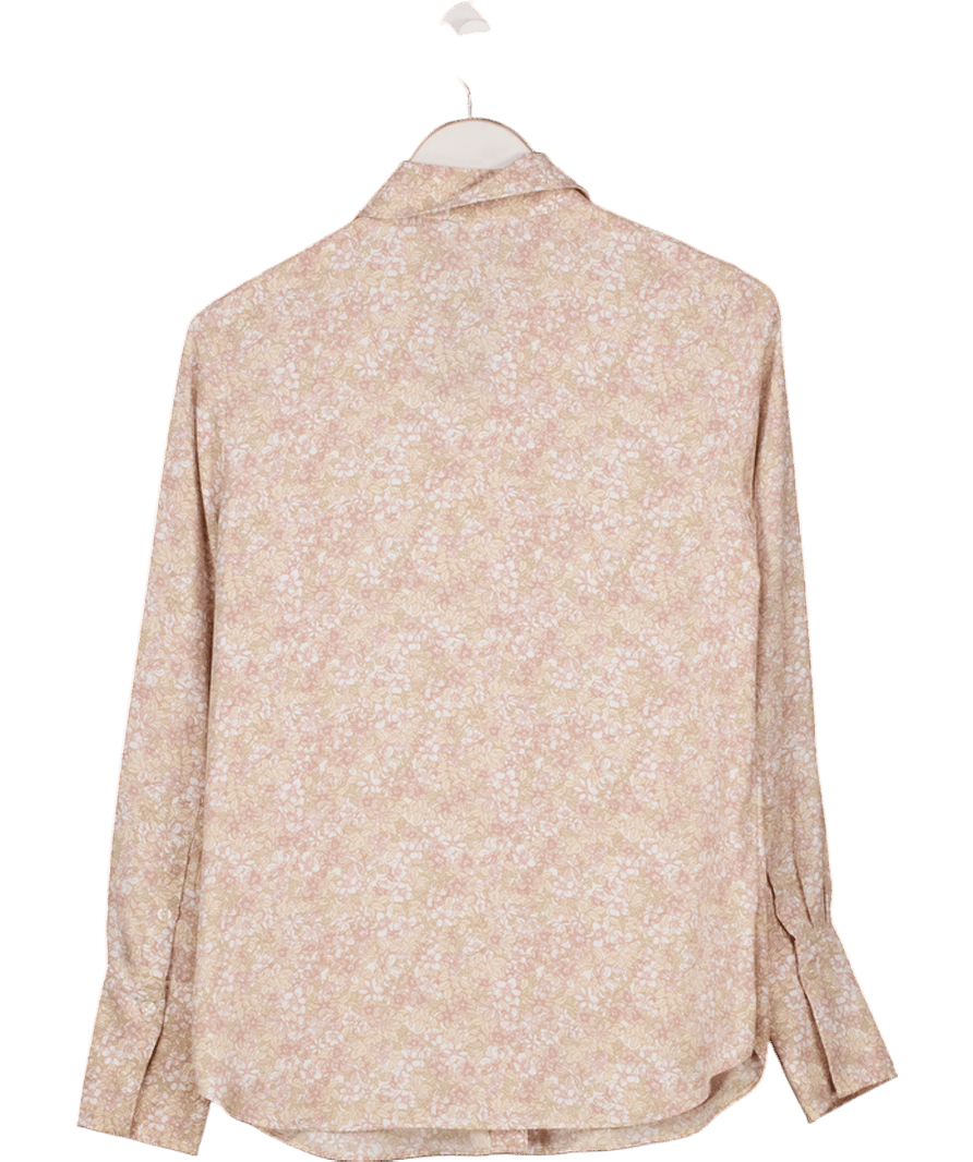 H&M Pink Floral Pointed Collar Shirt UK S - Reliked