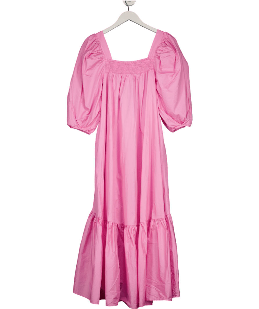 H&M Pink Puff - sleeved Cotton Dress UK S - Reliked