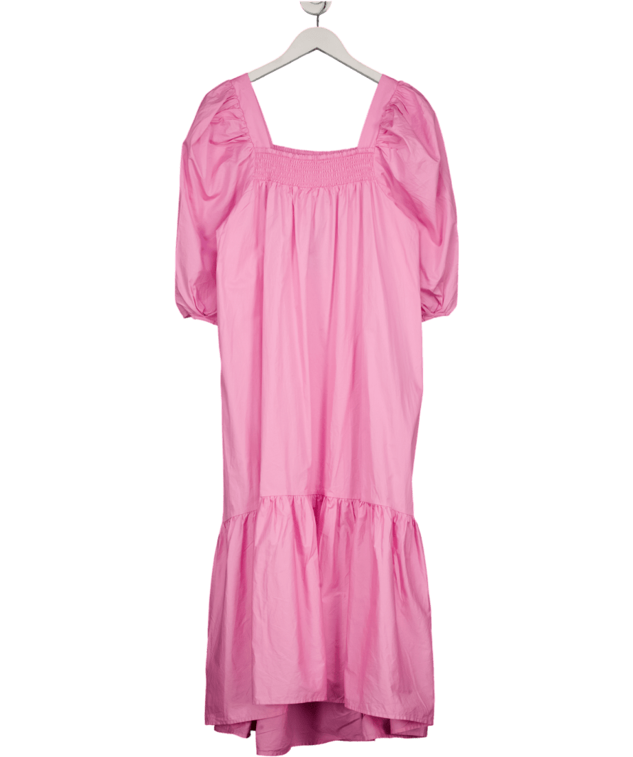 H&M Pink Puff - sleeved Cotton Dress UK S - Reliked