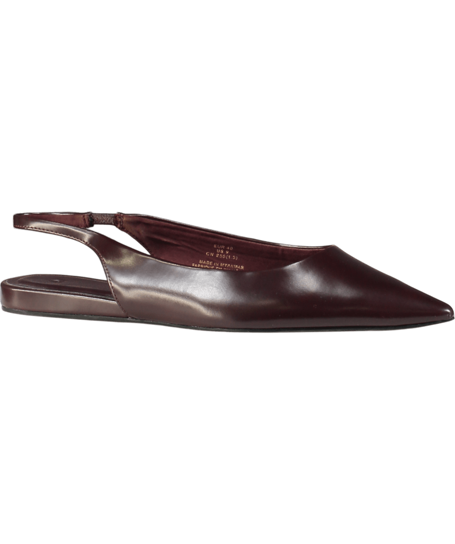 H&M Red Burgundy Pointed Slingback Flats UK 7 EU 40 👠 - Reliked