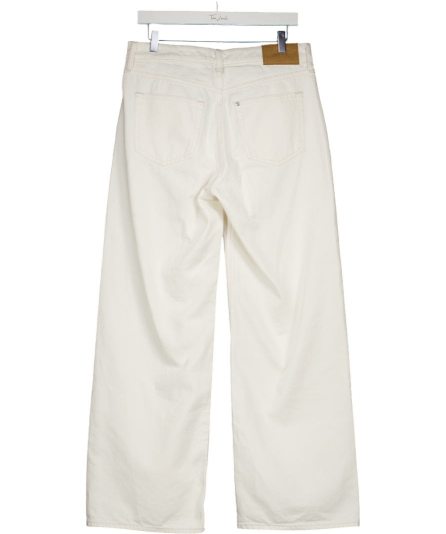H&M White Baggy Wide Leg Loose Fit Low Waist Jeans UK 10 - Reliked