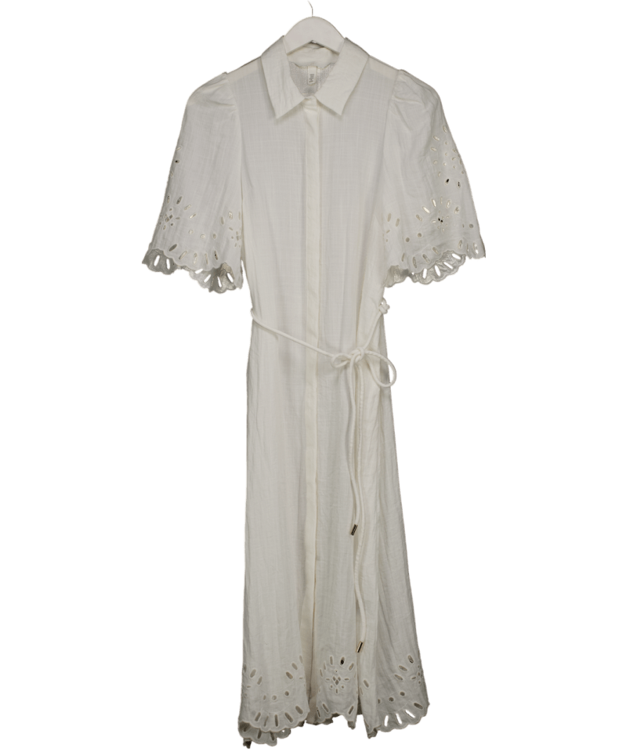 H&M White Broderie Anglaise Shirt Dress UK XS - Reliked