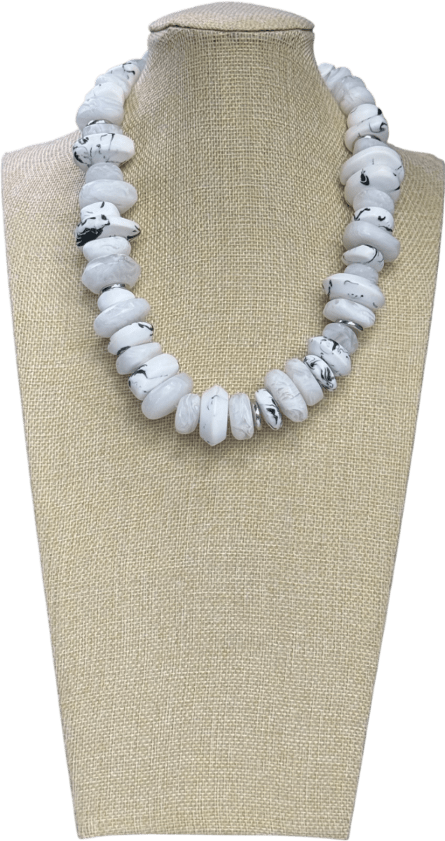 H&M White chunky marble stone statement necklace - Reliked