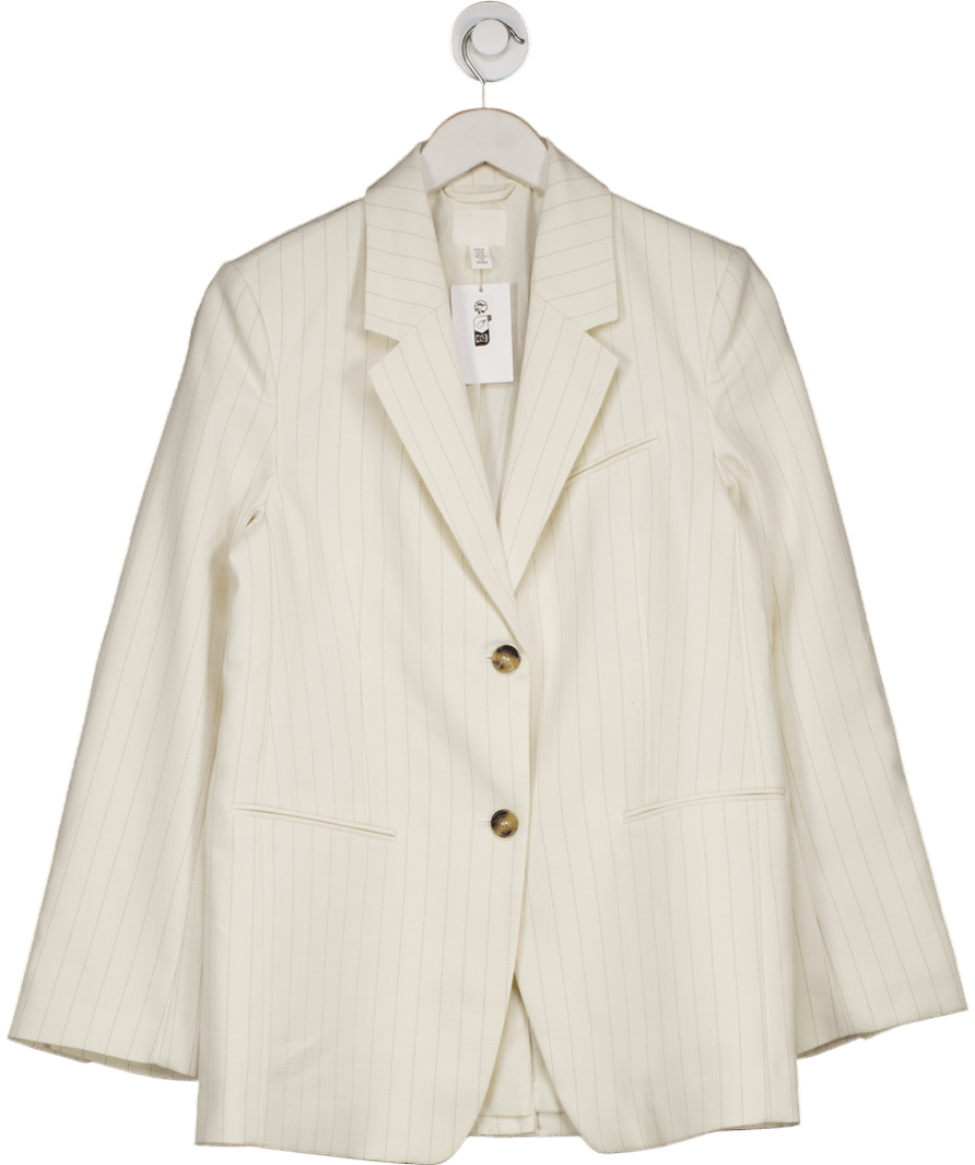 H&M White Fitted Blazer UK XS - Reliked