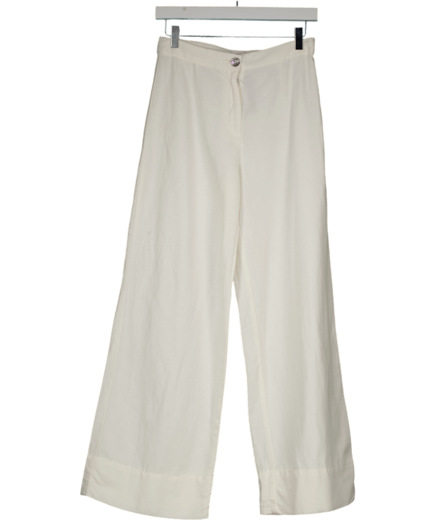 H&M White Linen Blend Trousers UK 6 - Reliked