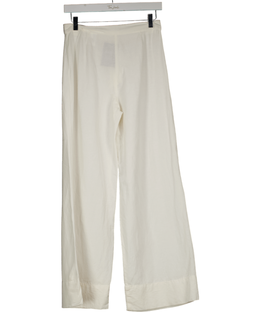 H&M White Linen Blend Trousers UK 6 - Reliked
