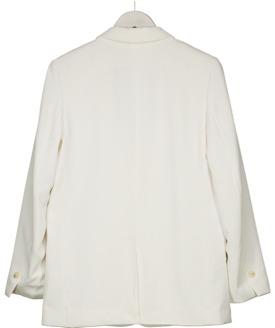 H&M White Oversized Longline Linen Blend Blazer UK S - Reliked