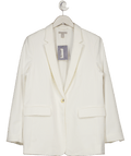H&M White Oversized Longline Linen Blend Blazer UK S - Reliked