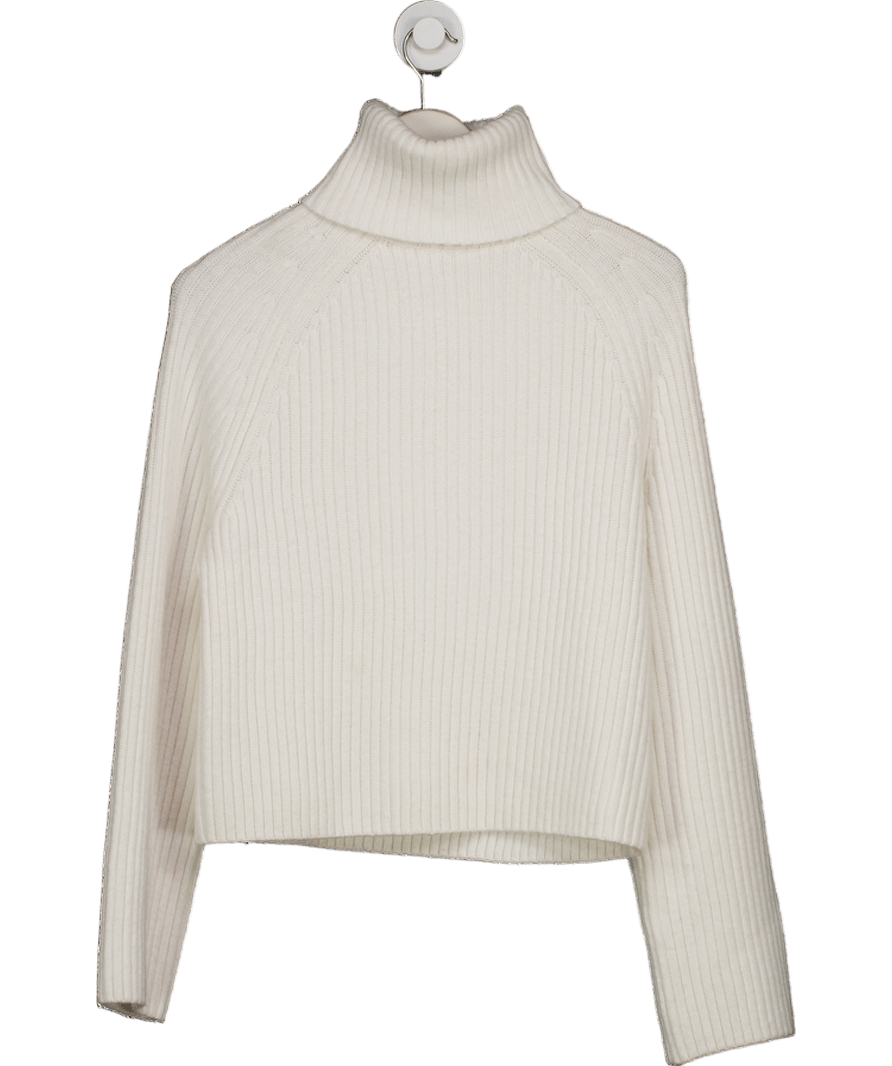 H&M White Oversized Polo - neck Jumper UK XS - Reliked