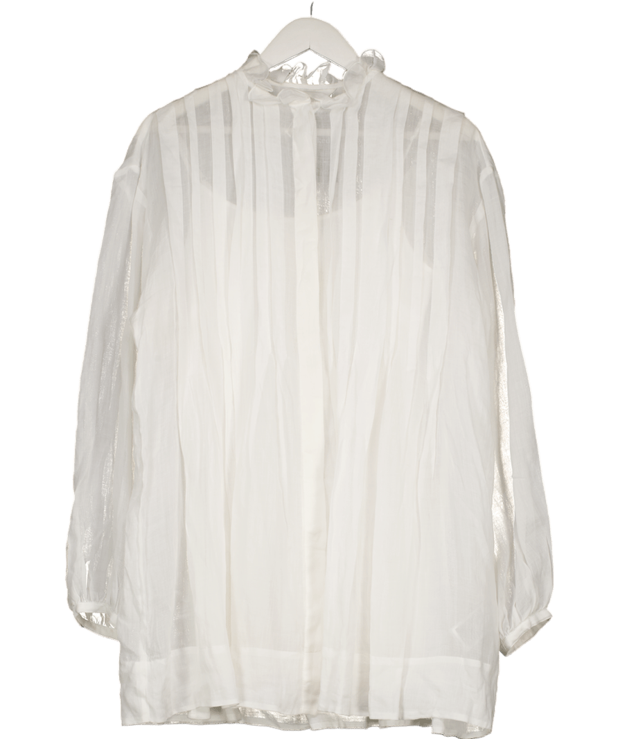 H&M White Pintucked Ramie Dress UK XS - Reliked