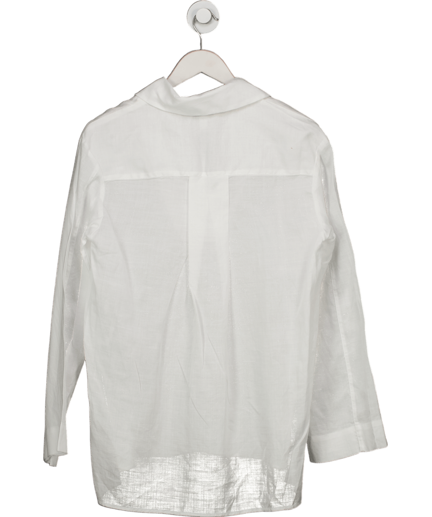 H&M White Ramie Linen Oversize Pop Over Shirt UK XS - Reliked