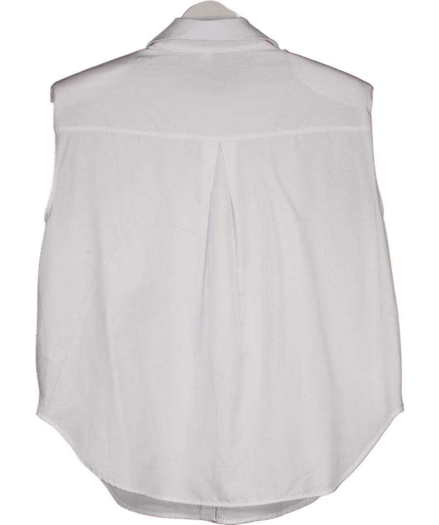 H&M White Shoulder Pad Sleeveless Shirt UK S - Reliked
