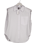 H&M White Shoulder Pad Sleeveless Shirt UK S - Reliked