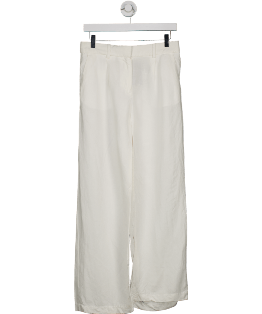 H&M White Straight Leg Trousers UK 10 - Reliked