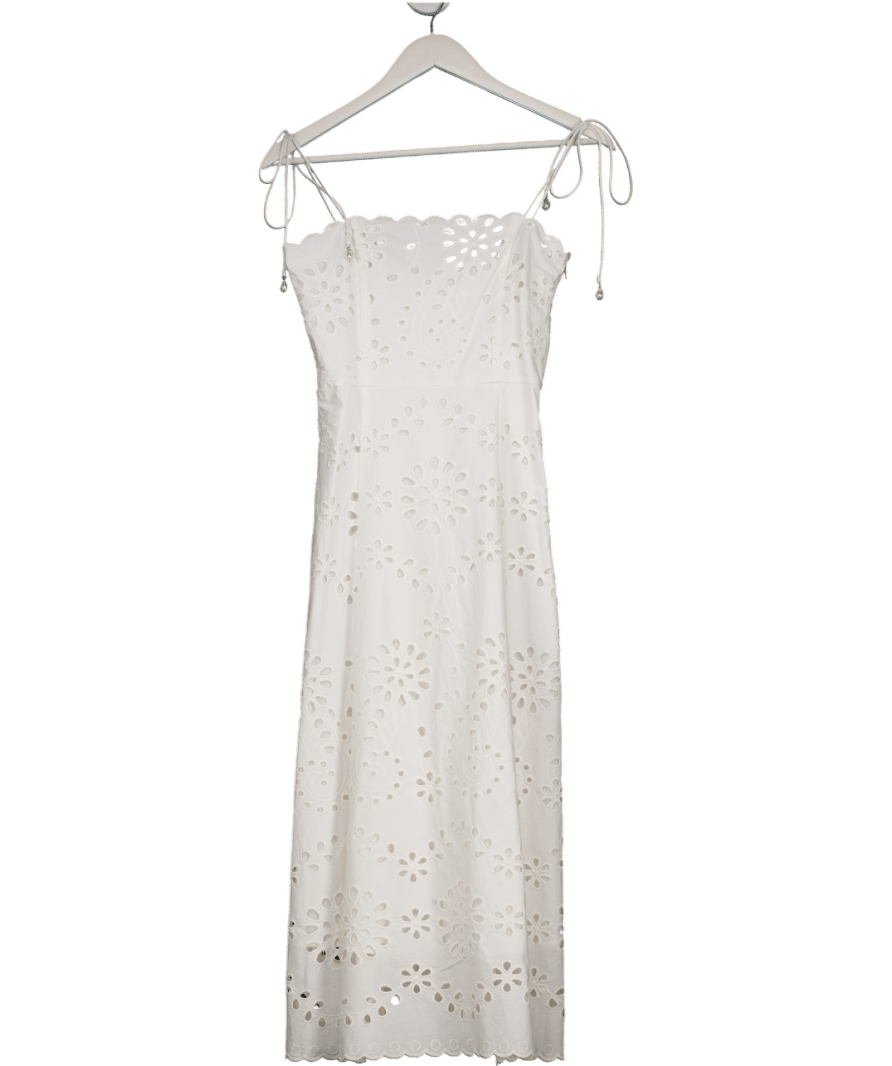 H&M White Tie Strap Broderie Anglaise Dress UK XS - Reliked