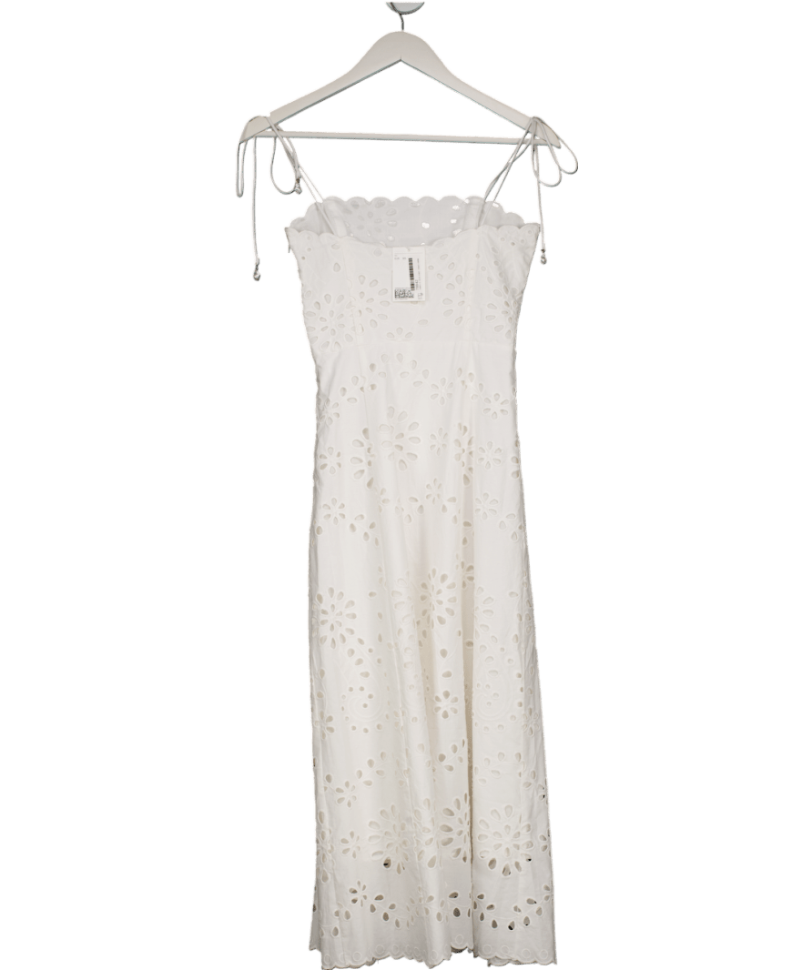 H&M White Tie Strap Broderie Anglaise Dress UK XS - Reliked