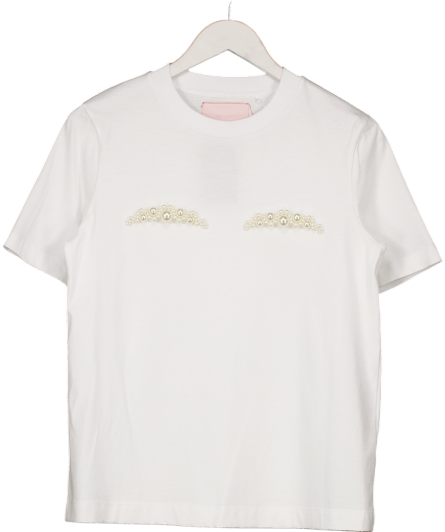 H&M X Simone Rocha White Pearl Tee UK XS - Reliked