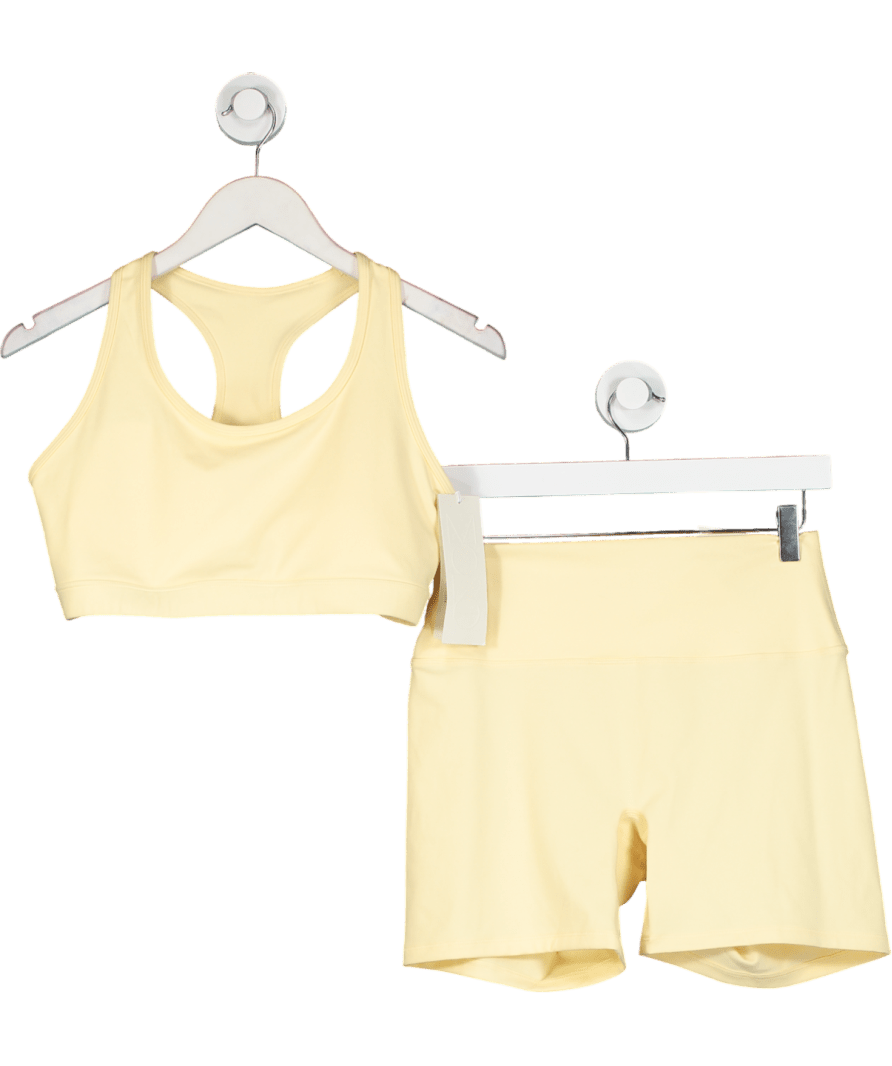 H&M Yellow Sports Cycling Shorts And Sports Bra With Softmove UK L - Reliked