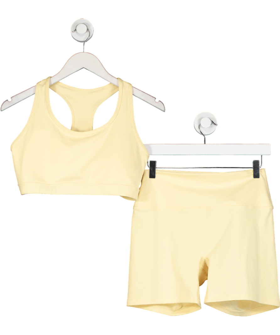 H&M Yellow Sports Cycling Shorts And Sports Bra With Softmove UK L - Reliked