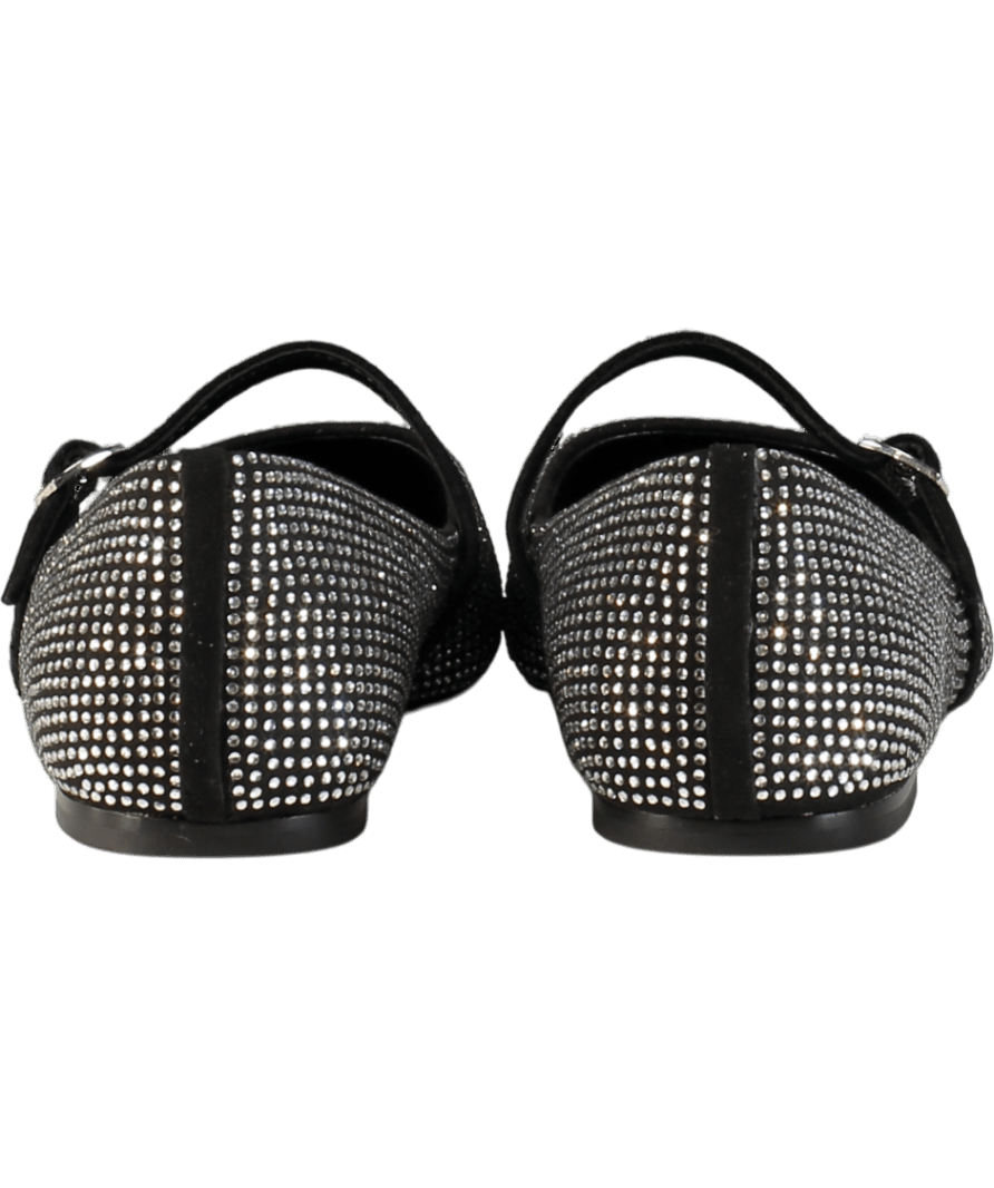 Hobbs Black Crystal Embellished Pointed Toe Mary Jane Flat Shoes UK 4 EU 37 👠 - Reliked