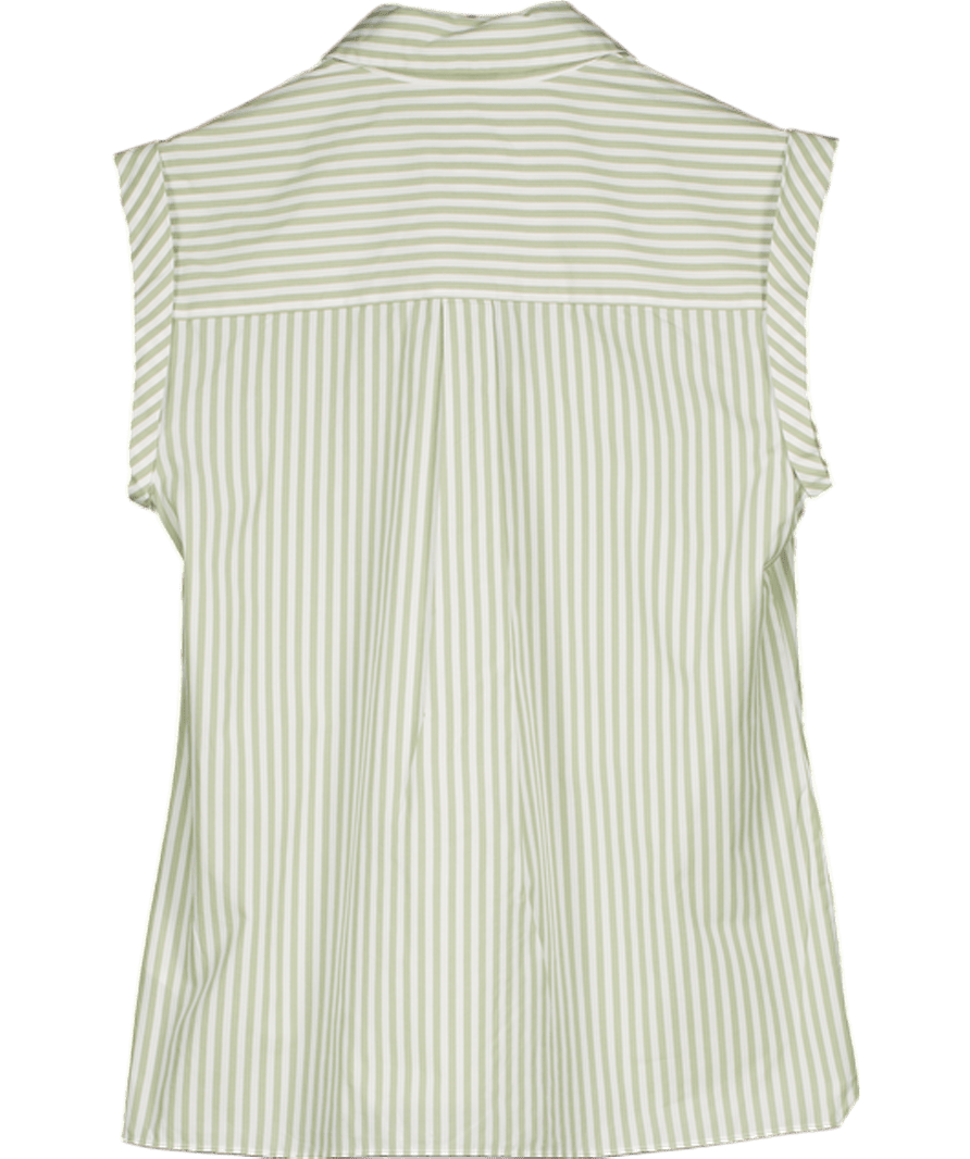 Hobbs Melanie Stripe Sleeveless Shirt, Sage Green / White UK 6 - Reliked