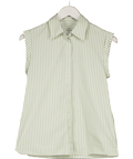 Hobbs Melanie Stripe Sleeveless Shirt, Sage Green / White UK 6 - Reliked