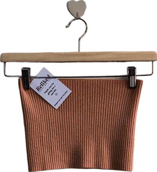 Hobbs Orange Ribbed Knit Tube Top UK S - Reliked