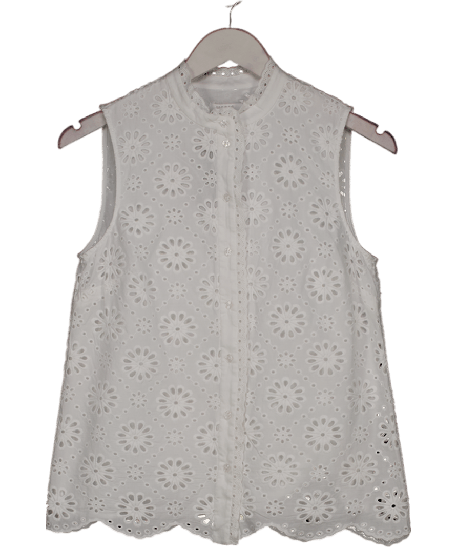 Hobbs White Cassie Broderie Top UK 6 - Reliked