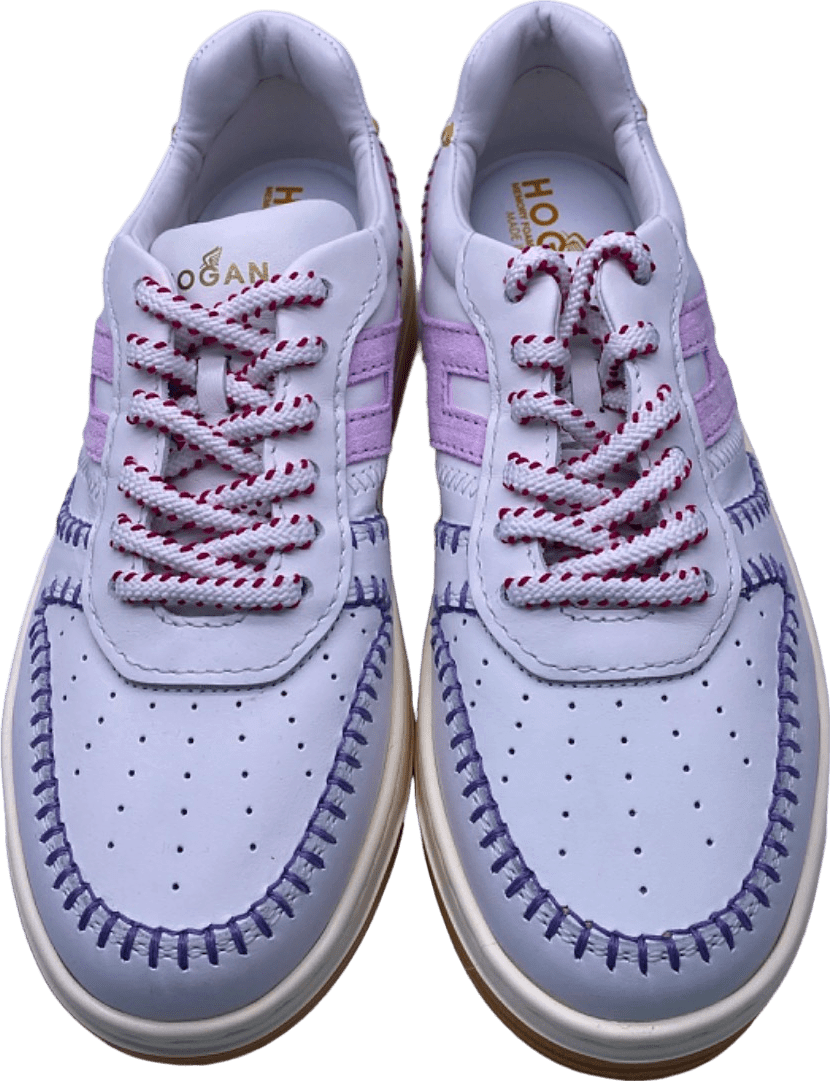 Hogan White and Pink Women's Lace - Up Sneakers EU 37 UK 4 - Reliked