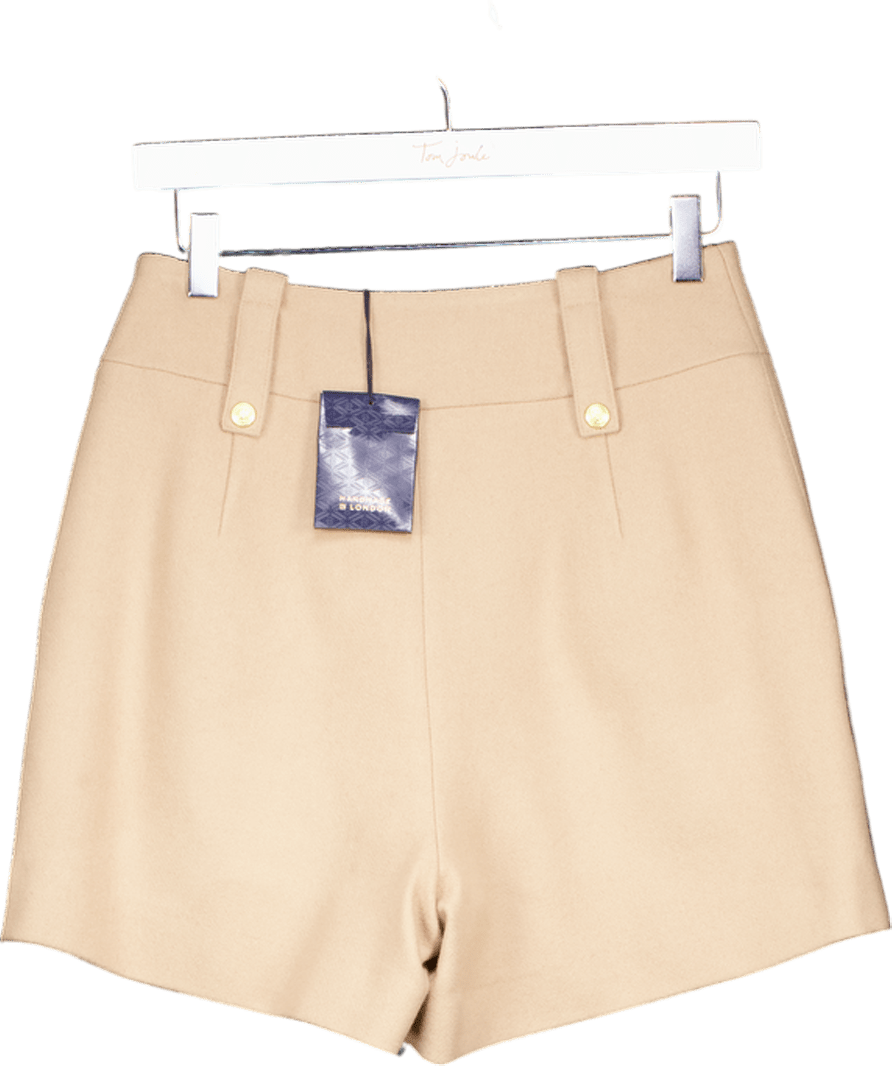 Holland Cooper Beige Luxe Wool Tailored Lined Shorts Camel UK 8 - Reliked