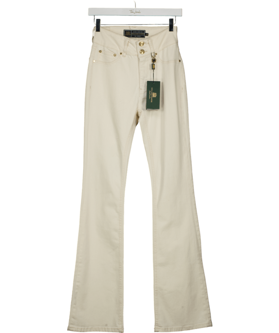 Holland Cooper Cream High Rise Flared Jeans UK 10 - Reliked