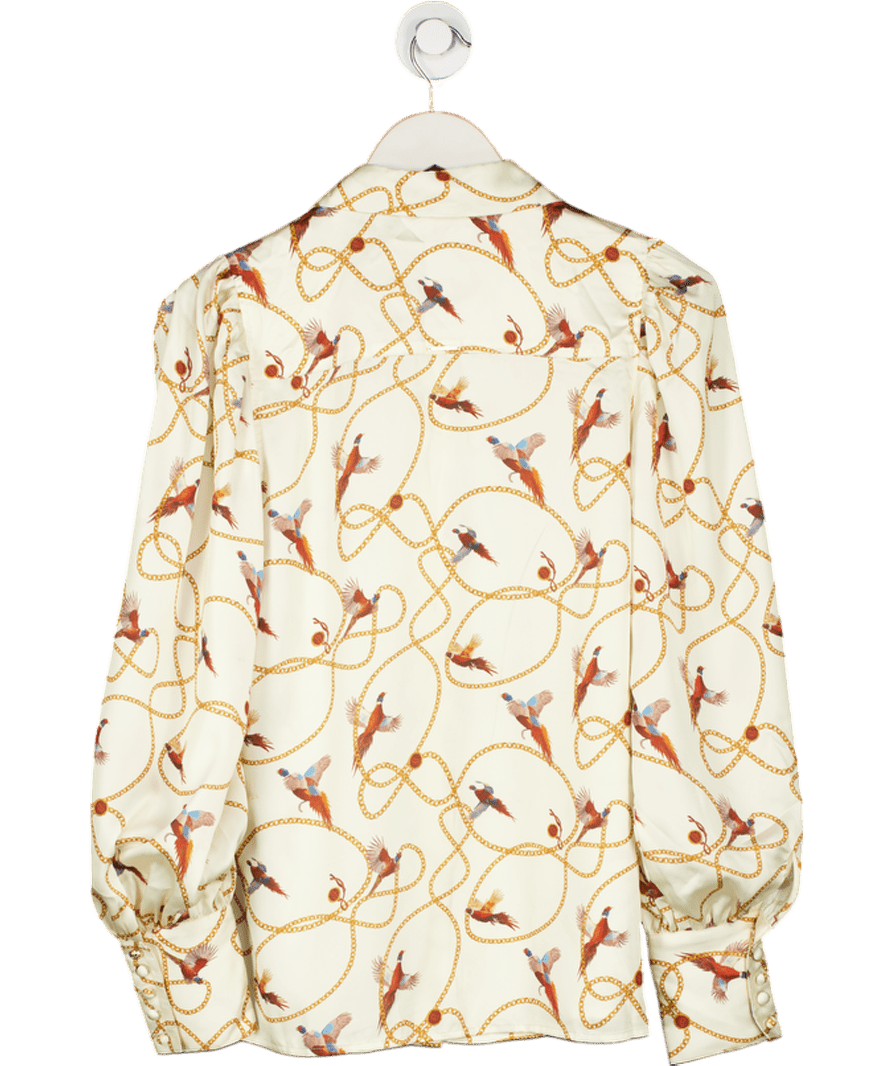 Holland Cooper Cream Isla Satin Pheasant Print Shirt Off White UK 6 - Reliked