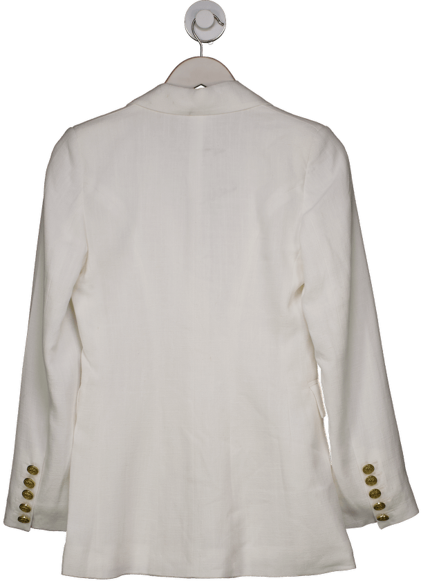 Holland Cooper Double Breasted Blazer Oyster White Linen UK 6 - Reliked