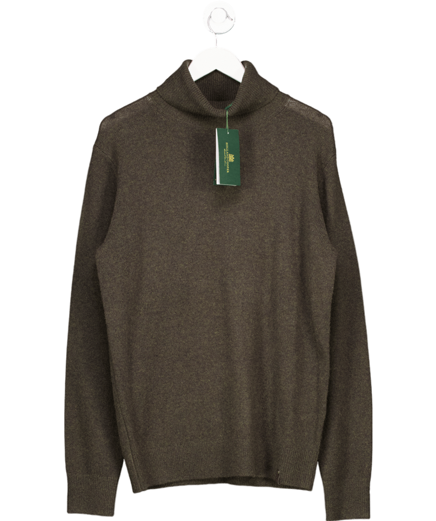 Holland Cooper Green 100% Merino Wool Byron Roll Neck Knit Moss UK M - Reliked