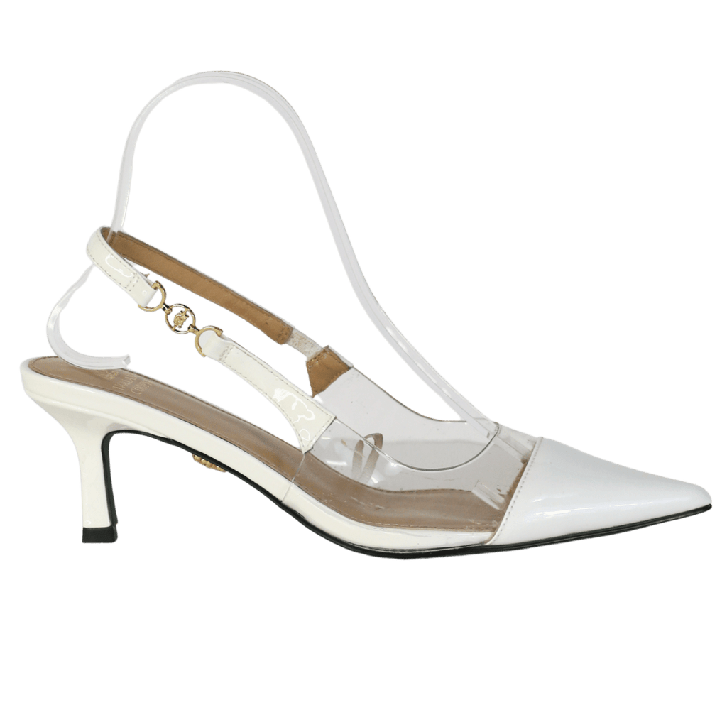 Holland Cooper Regency Logo strap Kitten Heel - Clear/White UK 4 EU 37 👠 - Reliked